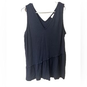 Dolan Left Coast Collection Navy V-Neck Peplum Tank Top Size M Boho Relaxed